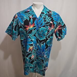Vintage Hilo Hattie Hawaiian Camp Collar Shirt Mens Size Large Made In USA